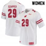 Women's Wisconsin Badgers NCAA #29 Brady Schipper White Authentic Under Armour Stitched College Football Jersey NY31H04ZU
